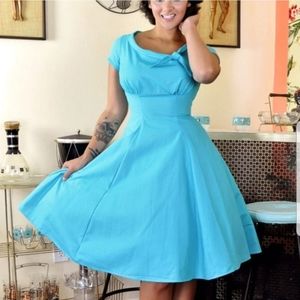 Pinup Aqua Full Skirt Dress - Beverly XL